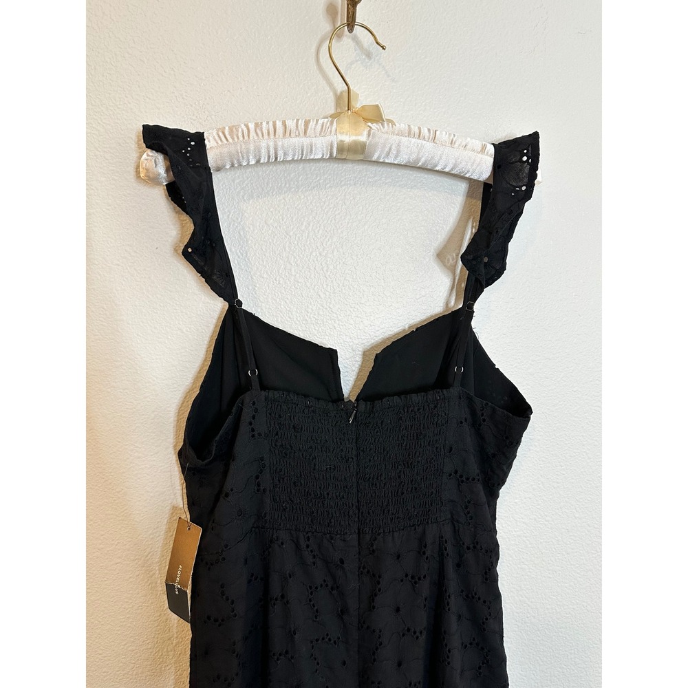 Lulus Eyelet High-Low Maxi Dress‎ Size M Black Ruffles Smocked Back Boho NEW - Picture 5 of 11